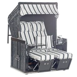 SonnenPartner Konsul Strandkorb Geflecht/Fichte Schwarz/Filo Tomba