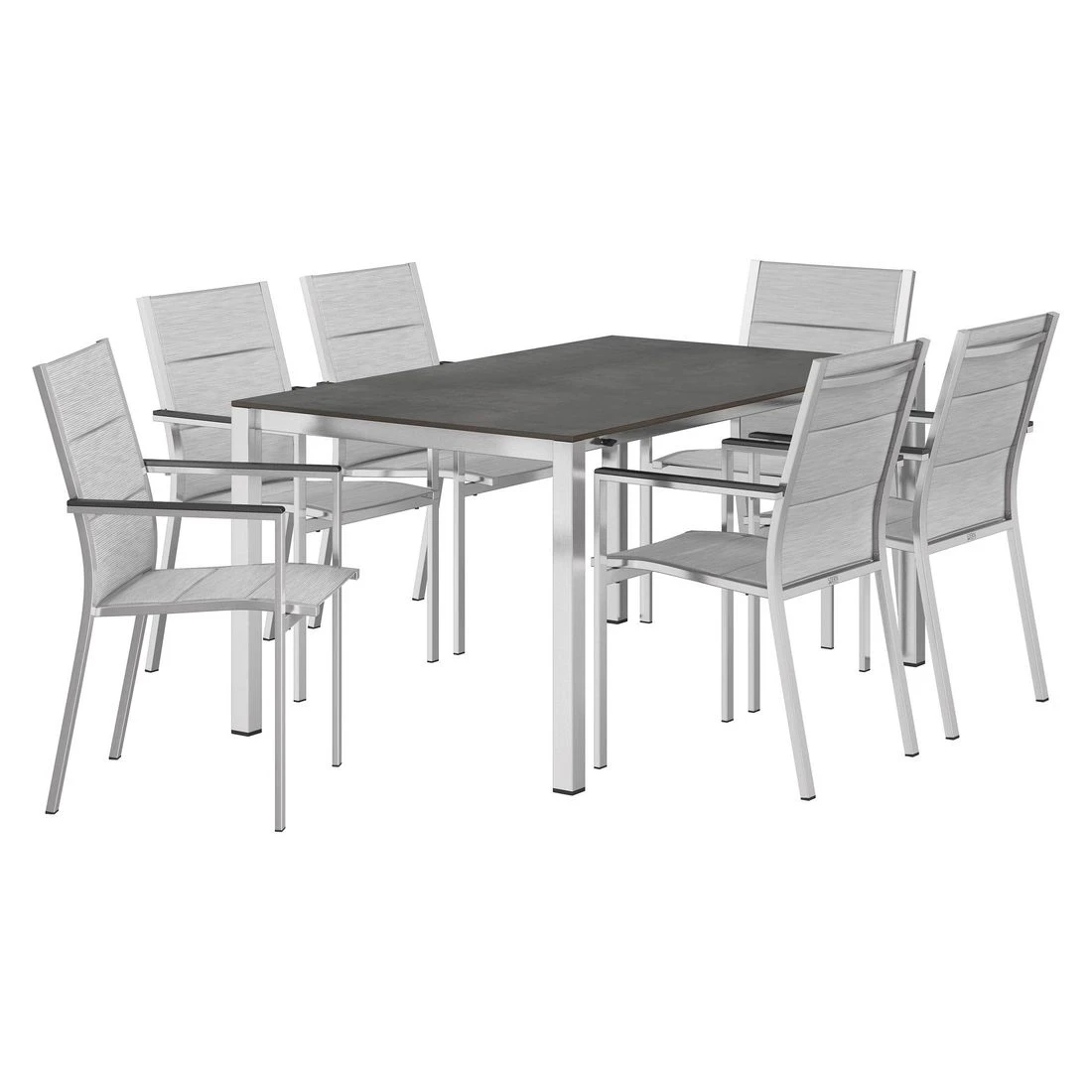 Stern Cardiff Gartenmöbel-Set 7-tlg. Tisch 160/217/267x91cm Silber 4 Stern Cardiff Gartenmöbel-Set 7-tlg. Tisch 160/217/267x91cm Silber – Bild 2