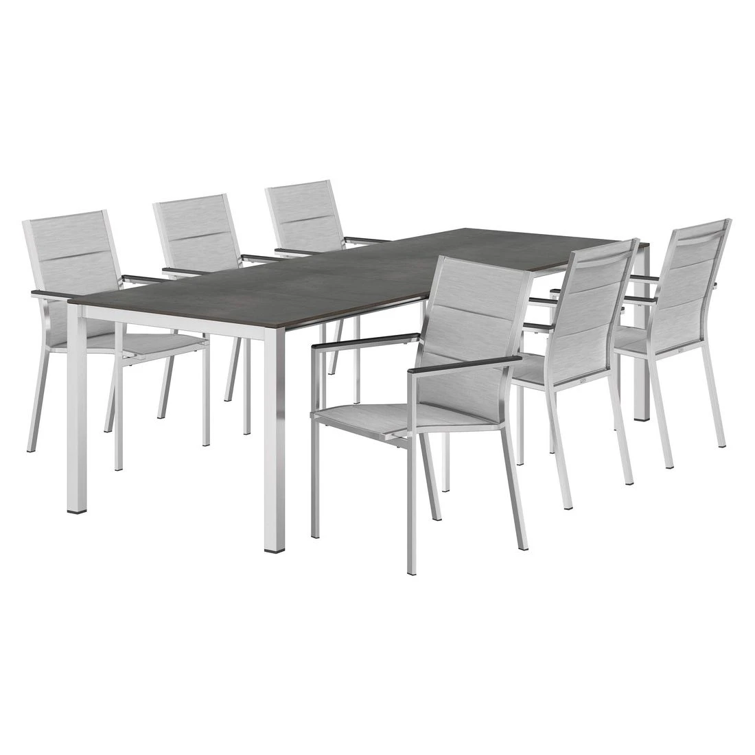 Stern Cardiff Gartenmöbel-Set 7-tlg. Tisch 160/217/267x91cm Silber 6 Stern Cardiff Gartenmöbel-Set 7-tlg. Tisch 160/217/267x91cm Silber – Bild 4