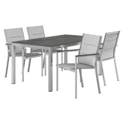 Stern Cardiff Gartenmöbelset 5-tlg. Mit Tisch 160x90cm Silber/Zement -GartenMöbelPro Verkäufe stern cardiff gartenmoebelset 5 tlg mit tisch 160x90cm 1422534 2