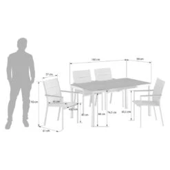 Stern Cardiff Gartenmöbelset 5-tlg. Mit Tisch 160x90cm Silber/Zement -GartenMöbelPro Verkäufe stern cardiff gartenmoebelset 5 tlg mit tisch 160x90cm 1422534 3