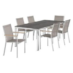 Stern Cardiff Gartenmöbelset 7-tlg. Mit Tisch 220x100 Cm Taupe/Zement Dunkel -GartenMöbelPro Verkäufe stern cardiff gartenmoebelset 7 tlg mit tisch 220x100 cm 1423392 2