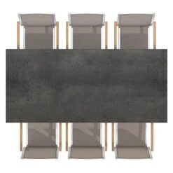 Stern Cardiff Gartenmöbelset 7-tlg. Mit Tisch 220x100 Cm Taupe/Zement Dunkel -GartenMöbelPro Verkäufe stern cardiff gartenmoebelset 7 tlg mit tisch 220x100 cm 1423392 5