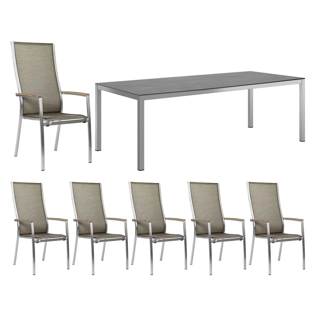 Stern Cardiff Gartenmöbelset 7-tlg. +Tisch 220x100 Cm Taupe/Zement Dunkel 3 Stern Cardiff Gartenmöbelset 7-tlg. +Tisch 220x100 Cm Taupe/Zement Dunkel