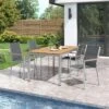 Stern Cardiff Stapelsessel 6-teiliges Gartenmöbelset Mit Teakholz Tisch 160x90cm Silbergrau -GartenMöbelPro Verkäufe stern cardiff stapelsessel 6 teiliges gartenmobelset silbergrau mit teakholz tisch 160x90cm 1