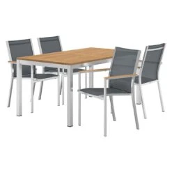 Stern Cardiff Stapelsessel 6-teiliges Gartenmöbelset Mit Teakholz Tisch 160x90cm Silbergrau -GartenMöbelPro Verkäufe stern cardiff stapelsessel 6 teiliges gartenmobelset silbergrau mit teakholz tisch 160x90cm 2