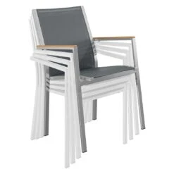 Stern Cardiff Stapelsessel 6-teiliges Gartenmöbelset Mit Teakholz Tisch 160x90cm Silbergrau -GartenMöbelPro Verkäufe stern cardiff stapelsessel 6 teiliges gartenmobelset silbergrau mit teakholz tisch 160x90cm 8