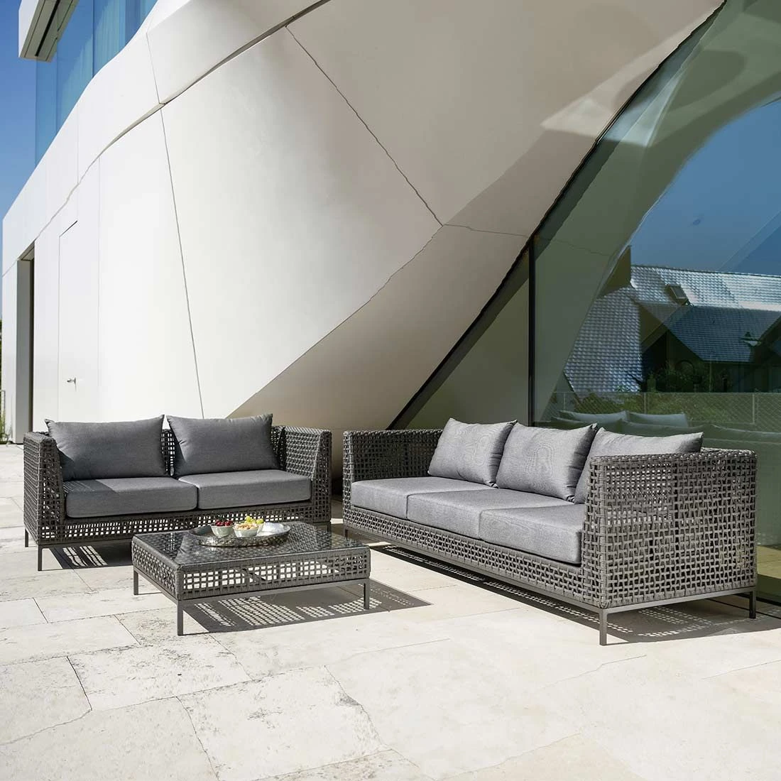 Stern Corda Loungeset 4-tlg. Mit Tisch 87x87cm Platin/Anthrazit 3 Stern Corda Loungeset 4-tlg. Mit Tisch 87x87cm Platin/Anthrazit