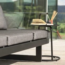 Stern Edi Beistelltisch 48x48 Cm Aluminium/Textilene Schwarz Matt/Leinen Grau -GartenMöbelPro Verkäufe stern edi beistelltisch 48x48 cm aluminium textilene 1451112 3