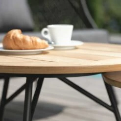 Stern Frida Beistelltisch Aluminium/Teak Schwarz Matt/Natur -GartenMöbelPro Verkäufe stern frida beistelltisch durchm65x43 cm aluminium teak 1357755 4