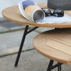 Stern Frida Beistelltisch Aluminium/Teak Schwarz Matt/Natur -GartenMöbelPro Verkäufe stern frida beistelltisch durchm65x43 cm aluminium teak 1357755 5