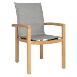 Stern Leah Gartensessel Teak/Textilene Braun/Leinen Grau