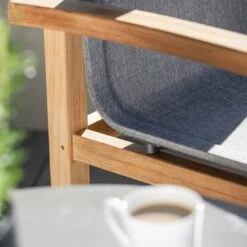 Stern Leah Gartensessel Teak/Textilene Braun/Leinen Grau -GartenMöbelPro Verkäufe stern leah diningsessel teak textilene 1357766 5