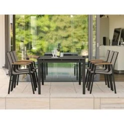 Stern New Top Stapelsessel Aluminium/Textilene Schwarz Matt/Leinen Grau -GartenMöbelPro Verkäufe stern new top stapelsessel aluminium textilene 1358074 3