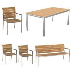 Stern Savona Gartenmöbel-Set 5-tlg. Tisch 200x100cm Silber/Natur -GartenMöbelPro Verkäufe stern savona gartenmoebel set 5 tlg tisch 200x100cm 1490063 2