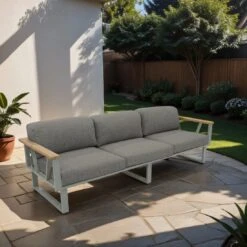 Zebra Belvedere Gartensofa Edelstahl/Tuvatextil Silber/Tweed Grey