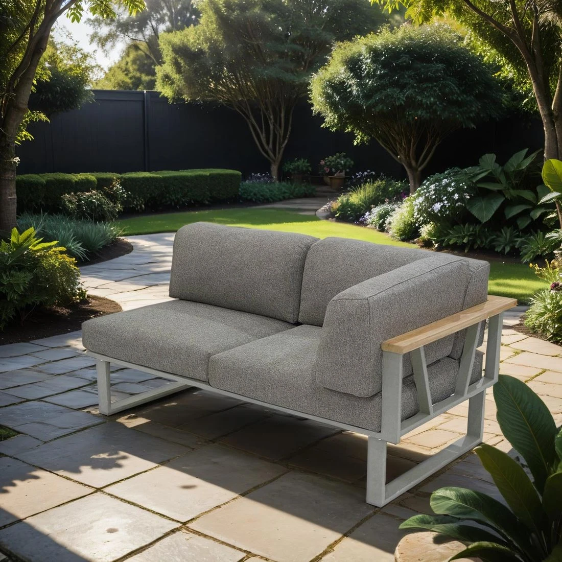 Zebra Belvedere Eck-/Endmodul Edelstahl/Tuvatextil Silber/Tweed Grey 3 Zebra Belvedere Eck-/Endmodul Edelstahl/Tuvatextil Silber/Tweed Grey