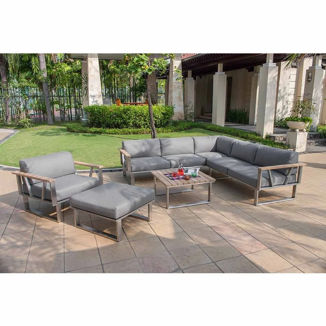 Zebra Belvedere Eck-/Endmodul Edelstahl/Olefin Edelstahl/Grau 6 Zebra Belvedere Eck-/Endmodul Edelstahl/Olefin Edelstahl/Grau – Bild 4