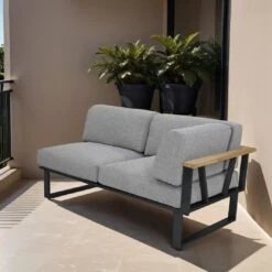 Zebra Belvedere Eck-/Endmodul Edelstahl/Olefin Graphit/Grau