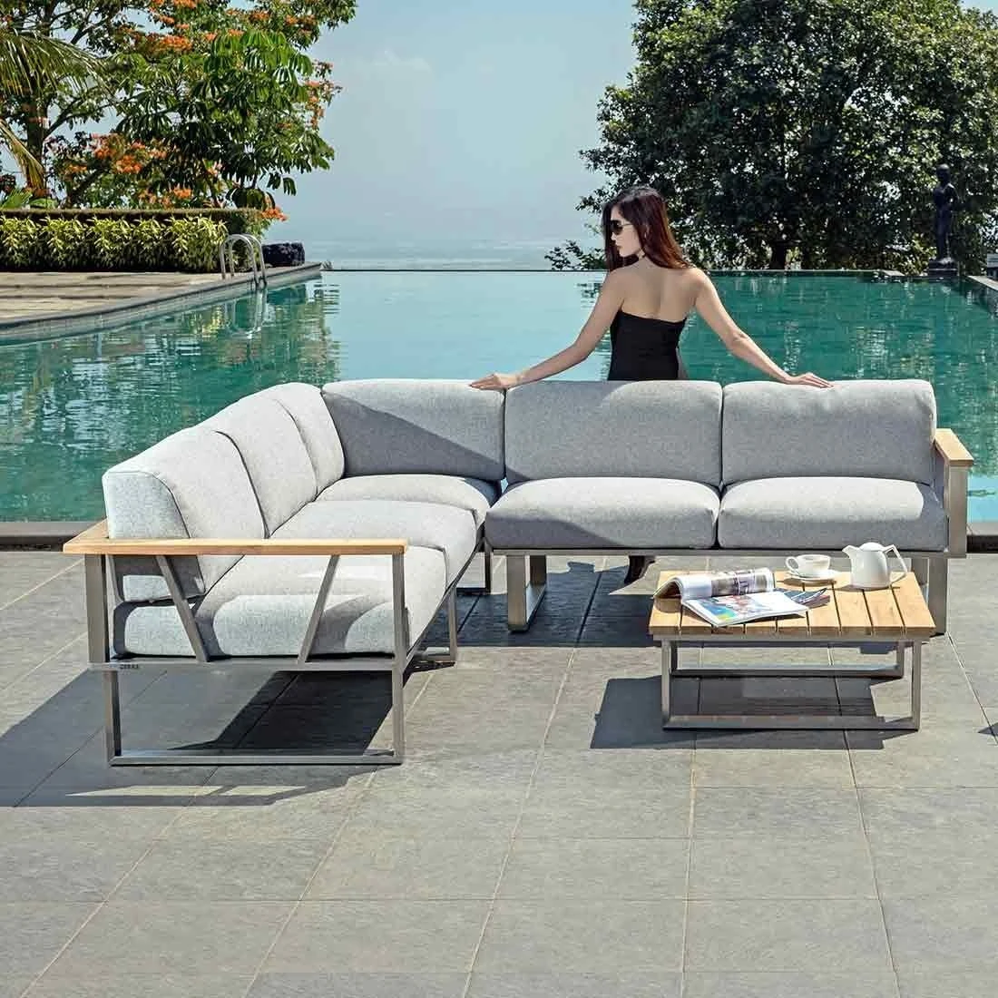 Zebra Belvedere Ecklounge 3-teilig Edelstahl/Olefin Edelstahl/Grau 4 Zebra Belvedere Ecklounge 3-teilig Edelstahl/Olefin Edelstahl/Grau – Bild 2