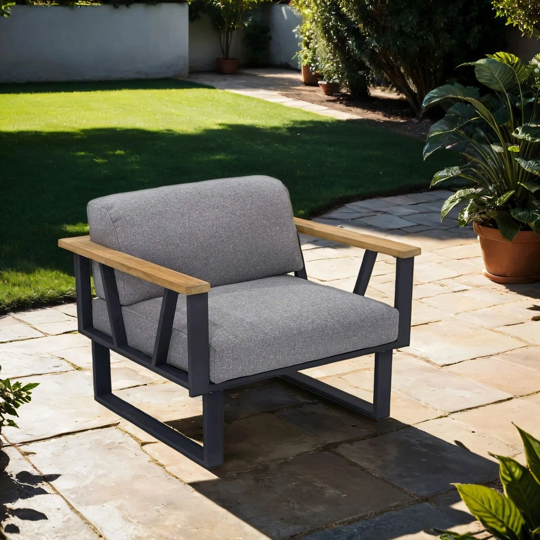 Zebra Belvedere Loungesessel Edelstahl/Tuvatextil Graphit/Tweed Grey 3 Zebra Belvedere Loungesessel Edelstahl/Tuvatextil Graphit/Tweed Grey