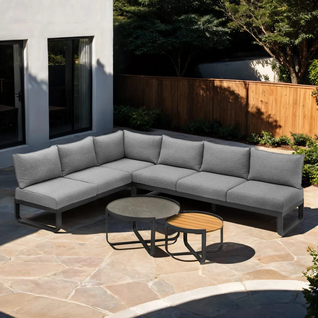 Zebra Fly Ecklounge Inkl. Kissen Aluminium/Teak/Olefin Graphit 3 Zebra Fly Ecklounge Inkl. Kissen Aluminium/Teak/Olefin Graphit