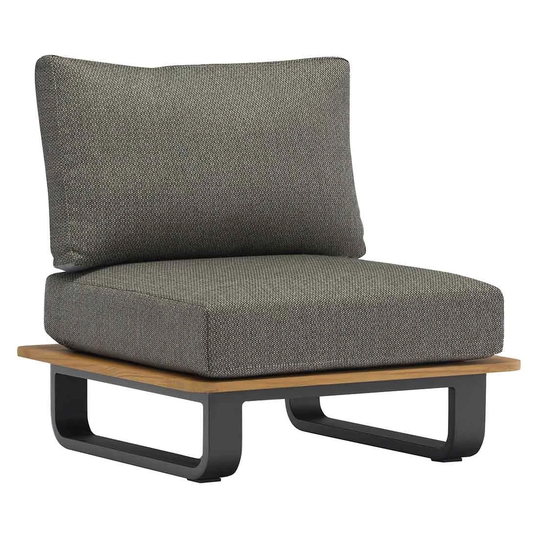 Zebra Park Loungesessel Aluminium/Teak/Rope Inkl. Kissen Graphit/Sutton Grey 4 Zebra Park Loungesessel Aluminium/Teak/Rope Inkl. Kissen Graphit/Sutton Grey – Bild 2