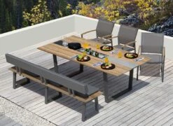 Zebra Phönix Gartenbank 220cm Aluminium/Teak Recycelt Graphit -GartenMöbelPro Verkäufe zebra phonix 3 sitzerbank 220cm aluminium teak recycelt graphit 1199707 2